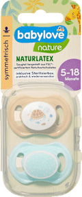 Schnuller Latex symmetrisch, beige/mint, Gr. 2, 5-18 Monate   babylove