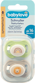Schnuller Naturlatex symmetrisch, grün/taupe, Gr. 3, ab 16 Monaten babylove