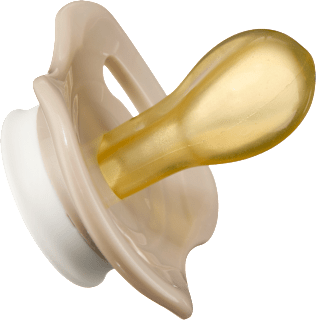 Schnuller Naturlatex symmetrisch, grün/taupe, Gr. 3, ab 16 Monaten babylove
