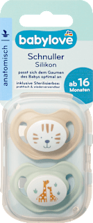 Schnuller Silikon anatomisch, beige/mint, Gr. 3, ab 16 Monaten babylove