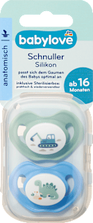 Schnuller Silikon anatomisch, mint/blau, Gr. 3, ab 16 Monaten babylove