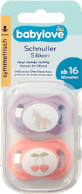 Schnuller Silikon symmetrisch, lila/rosa, Gr. 3 , ab 16 Monaten babylove