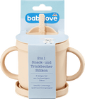 Snack- und Trinkbecher 2in1 Silikon, beige babylove