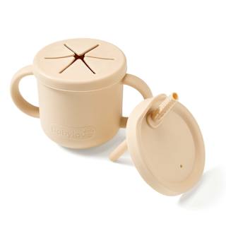 Snack- und Trinkbecher 2in1 Silikon, beige babylove