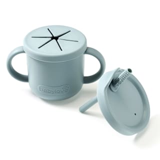 Snack- und Trinkbecher 2in1 Silikon blau babylove