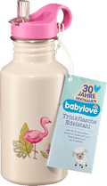 Trinkflasche Kinder Edelstahl beige Flamingo babylove