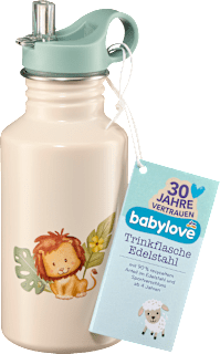 Trinkflasche Kinder Edelstahl beige Löwe  babylove