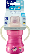 Trinklerntasse Tag & Nacht pink, ab 6. Monat, 260 ml babylove