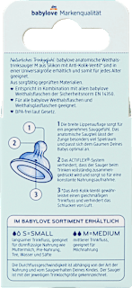 Trinksauger Weithals Silikon, anatomisch Gr. M , von Geburt an  babylove
