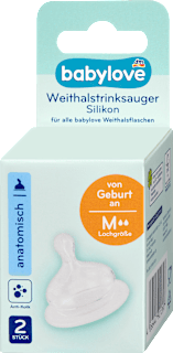 Trinksauger Weithals Silikon, anatomisch Gr. M , von Geburt an  babylove