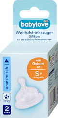 Trinksauger Weithals Silikon anatomisch, Gr. S, von Geburt an   babylove