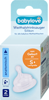 Trinksauger Weithals Silikon anatomisch, Gr. S, von Geburt an   babylove