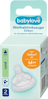 Trinksauger Weithals Silikon, rund Universal Gr. M, von Geburt an  babylove
