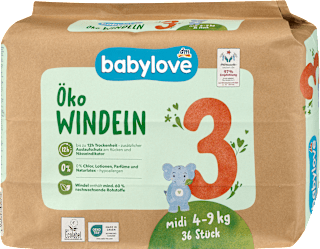 Windeln Öko Gr. 3 midi (4-9 kg)  babylove