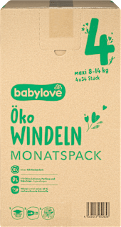Windeln Öko Gr. 4 maxi (8-14 kg) Monatspack babylove