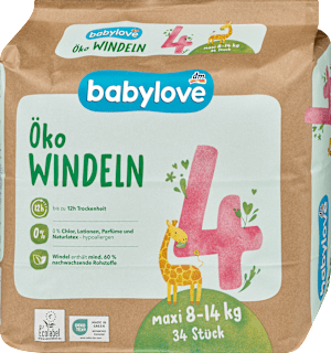 Windeln Öko Gr. 4 maxi (8-14 kg)  babylove