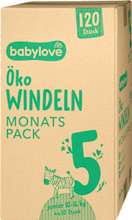 Windeln Öko Gr. 5 junior (10-16 kg) Monatspack babylove
