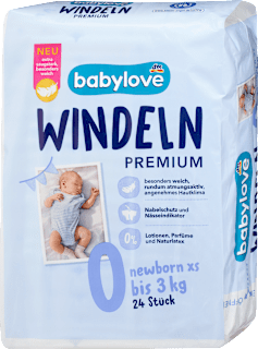 Windeln Premium Gr. 0 newborn xs (bis 3 kg) babylove