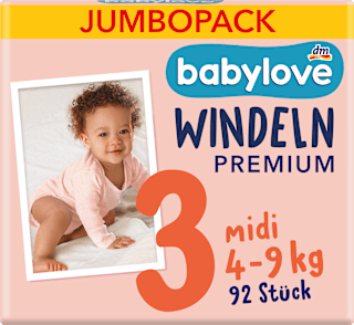 Windeln Premium Gr. 3 midi (4-9 kg), Jumbopack babylove