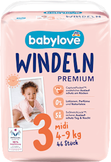 Windeln Premium Gr. 3 midi (4-9 kg)  babylove