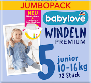 Windeln Premium Gr. 5 junior (10-16 kg), Jumbopack  babylove