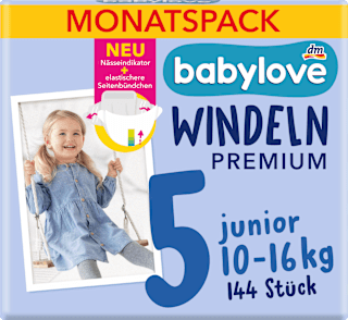 Windeln Premium Gr. 5 junior (10-16 kg), Monatspack  babylove