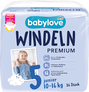 Windeln Premium Gr. 5 junior (10-16 kg)  babylove