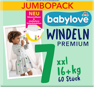 Windeln Premium Gr. 7 XXL (16+ kg) Jumbopack babylove
