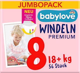 Windeln Premium Gr. 8 (18+ kg) Jumbopack babylove