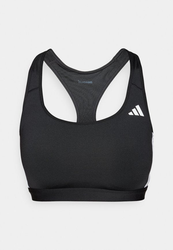 adidas Performance OPTIME ESSENTIALS WORKOUT 3 STRIPES MEDIUM SUPPORT - Medium support sports bra - black/white