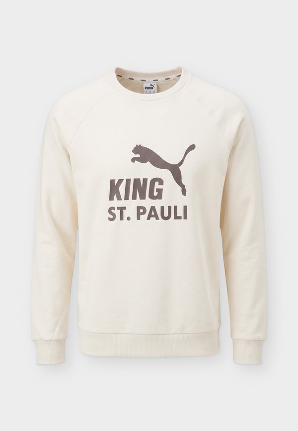 Puma FC ST. PAULI KING LOGO CREWNECK - Club wear - alpine snow/dark chocolate
