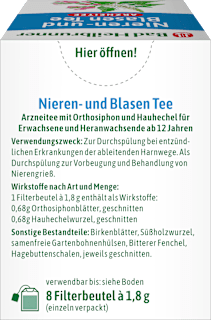 Arzneitee, Nieren- & Blasen Tee (8 Beutel) Bad Heilbrunner