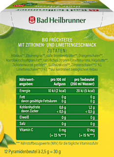 Früchtetee, Heiße Zitrone mit Limette (12 Beutel) Bad Heilbrunner