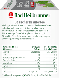 Kräutertee Basisch mit Zink (8 Beutel) Bad Heilbrunner