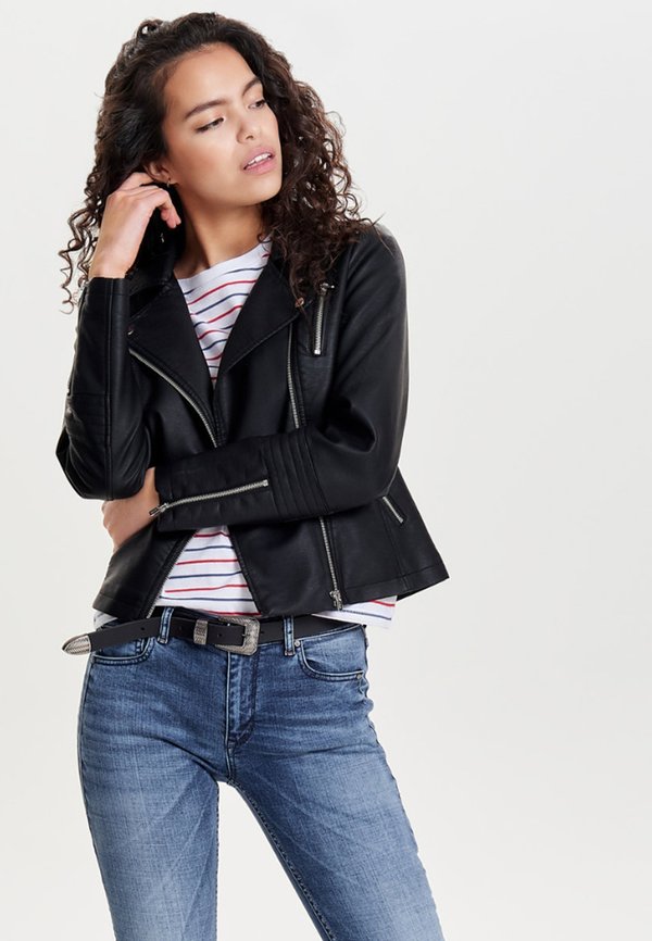 ONLY ONLGEMMA FAUX LEATHER BIKER OTW NOO - Faux leather jacket - black
