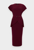 Norma Kamali SLEEVE SHOULDER PAD PEPLUM DRESS TO MIDCALF