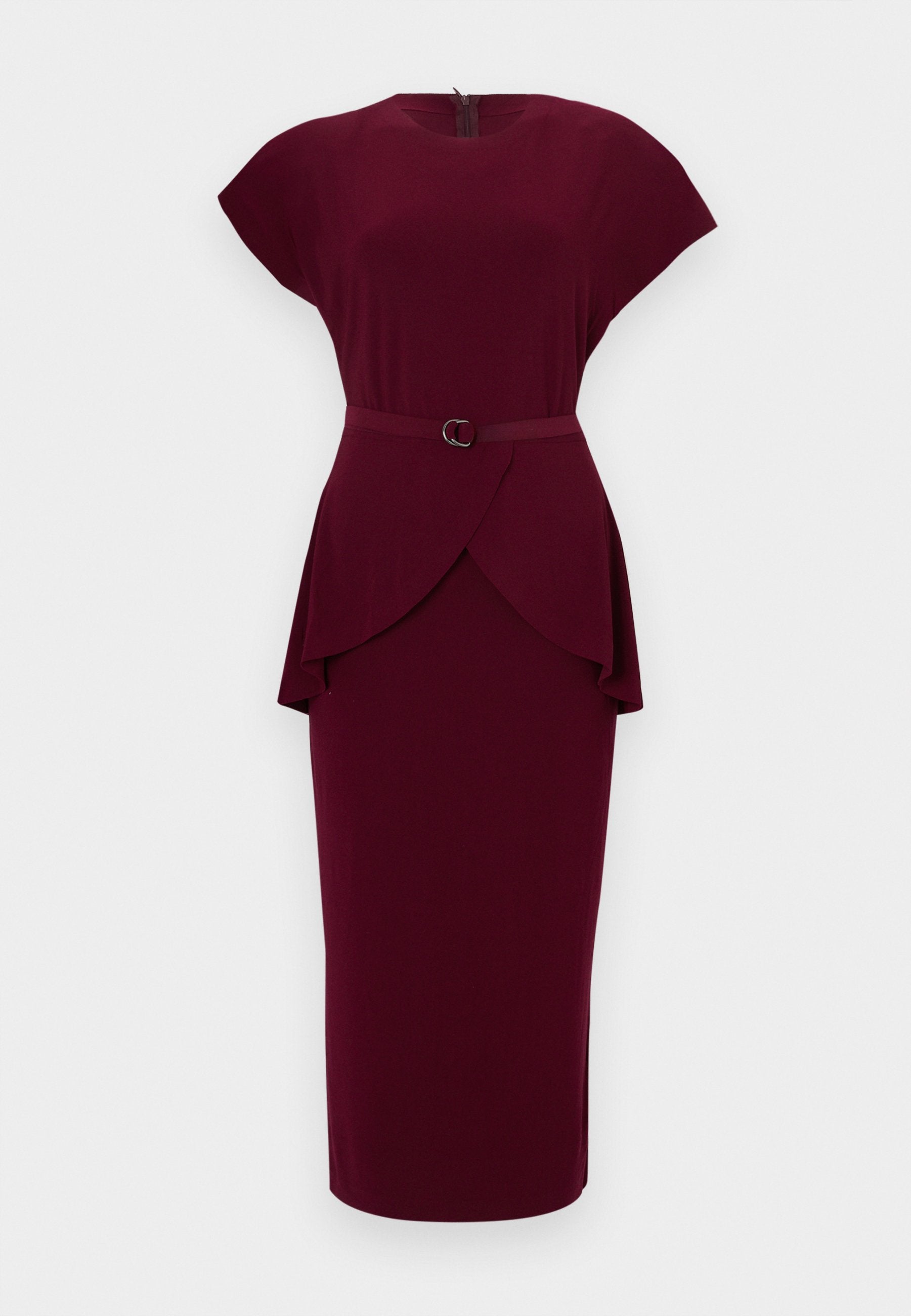 Norma Kamali SLEEVE SHOULDER PAD PEPLUM DRESS TO MIDCALF