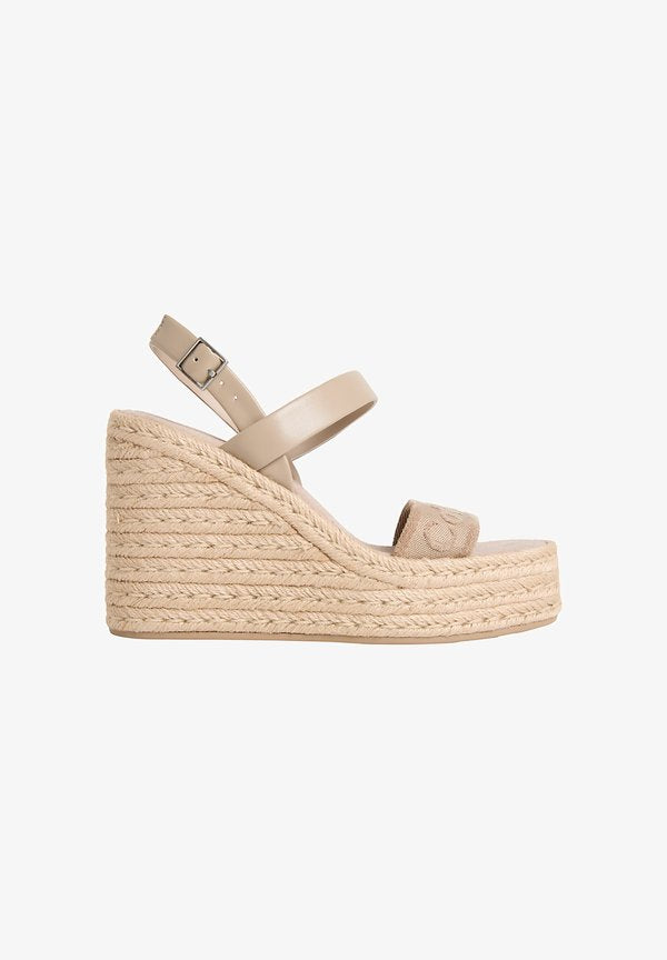 Calvin Klein WEDGE ESPAD 70 WEBBING LTH - Espadrilles - beige