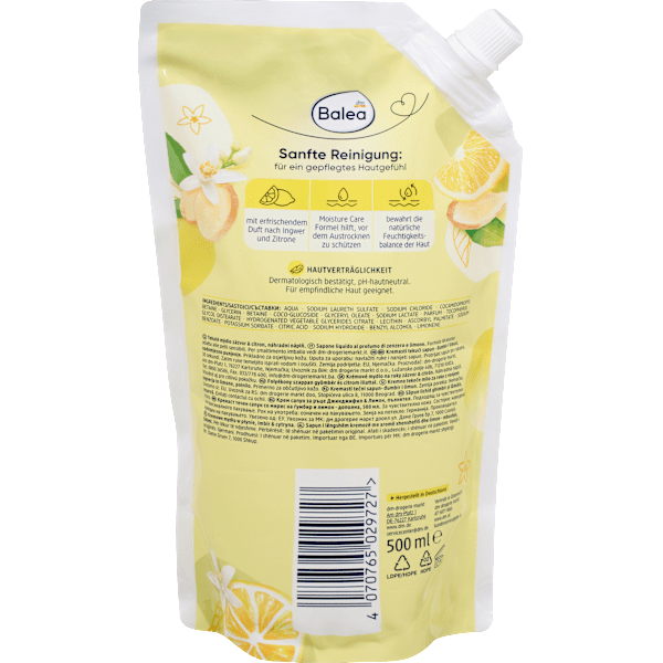 Cremeseife Ginger & Lemon, Nachfüllpack Balea
