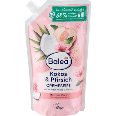 Balea Cream soap peach & coconut refill pack, 500 ml