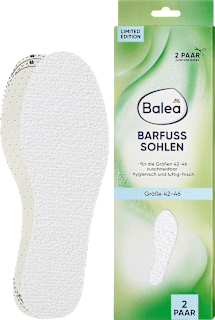 Einlegesohlen Barfuß weiß, Gr. 42-46 (2 Paar) Balea