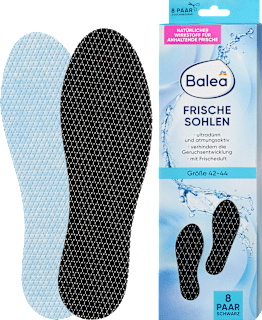 Einlegesohlen Frischesohlen schwarz, Gr. 42-44 (8 Paar) Balea