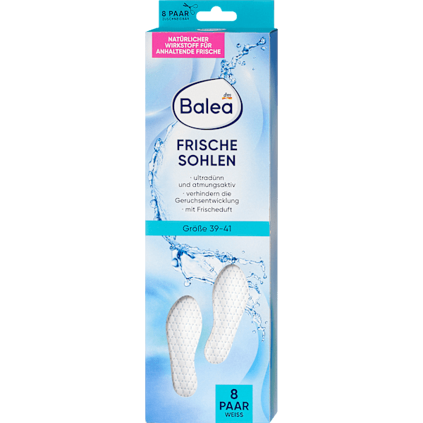 Einlegesohlen Frischesohlen weiß, Gr. 39-41 (8 Paar) Balea