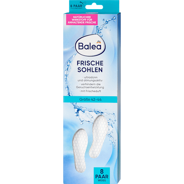 Einlegesohlen Frischesohlen weiß, Gr. 42-44 (8 Paar) Balea