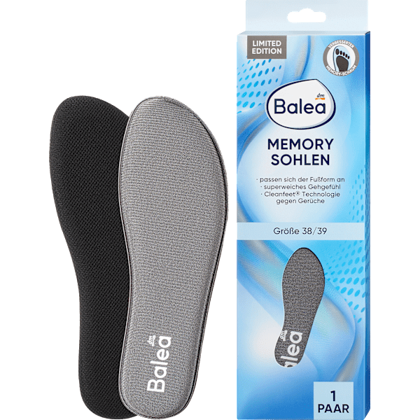 Einlegesohlen Memory Foam, Gr. 38/39 (1 Paar) Balea