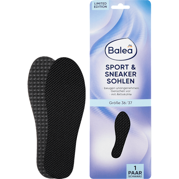 Einlegesohlen Sport & Sneaker schwarz, Gr. 36/37 (1 Paar) Balea