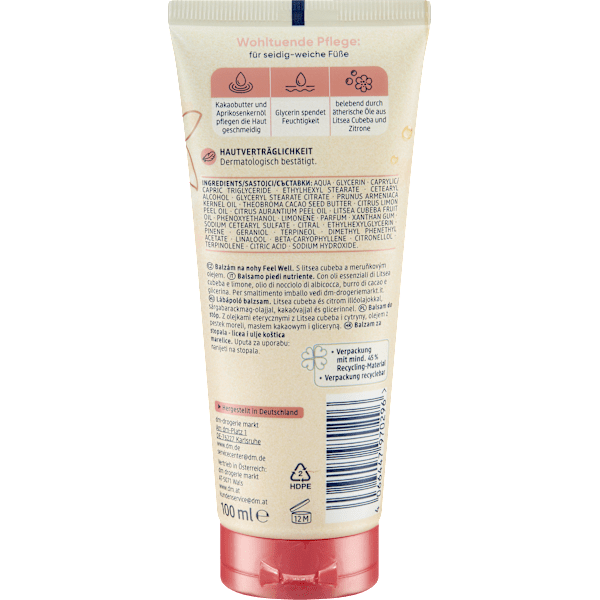 Fußbalsam Feel Well mit Litsea Cubeba & Aprikosenkernöl Balea