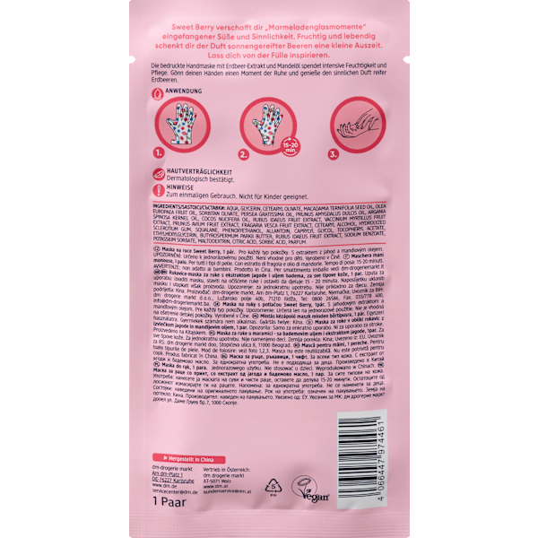 Handmaske Sweet Berry bedruckt (1 Paar) Balea