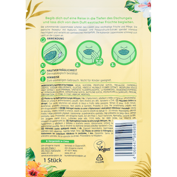 Lippenmaske Hydrogel grün, Jungle Whisper Balea