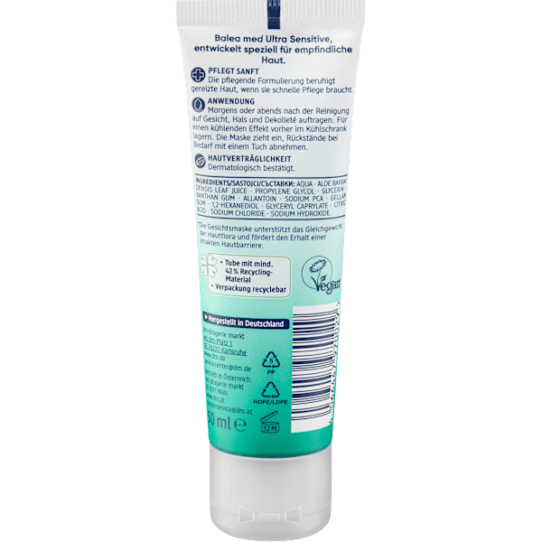 Gesichtsmaske kühlend ultra sensitive Balea med
